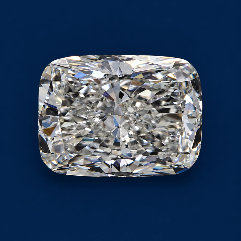 Elongated cushion diamond, approximately 1.01ct, length-to-width ratio 1.34