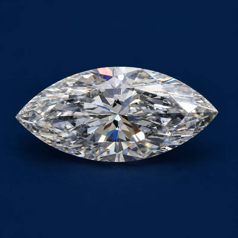 Face-up marquise diamond example with a length-to-width ratio of 2.14