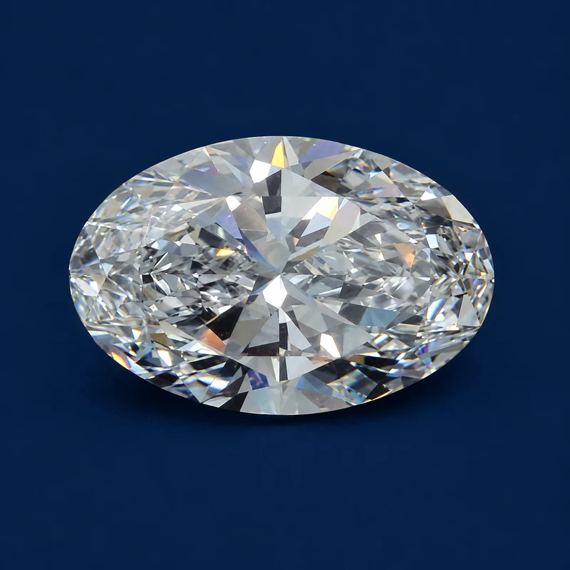 Face-up oval diamond example with a length-to-width ratio of 1.53