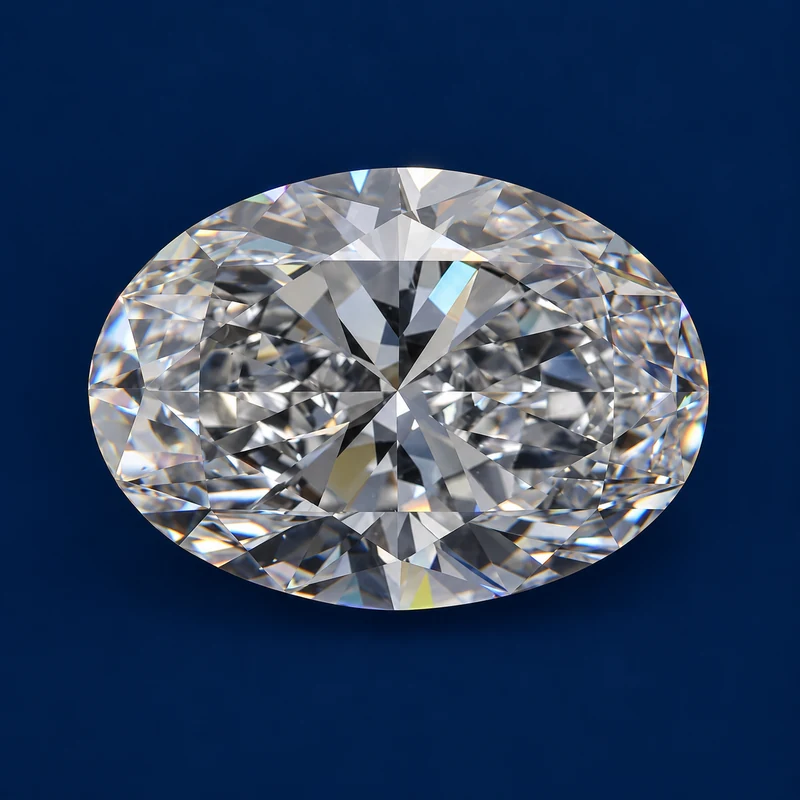 Face-up oval diamond example with a length-to-width ratio of 1.44