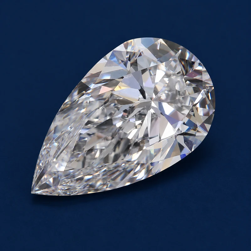 Angled pear diamond example with a measured length-to-width ratio of 1.69