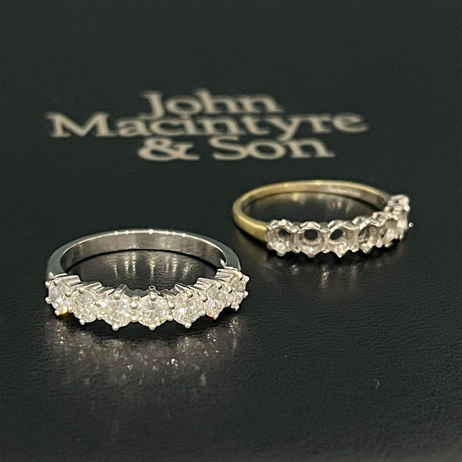 Original gold diamond setting beside the customer's new Platinum 950 diamond ring