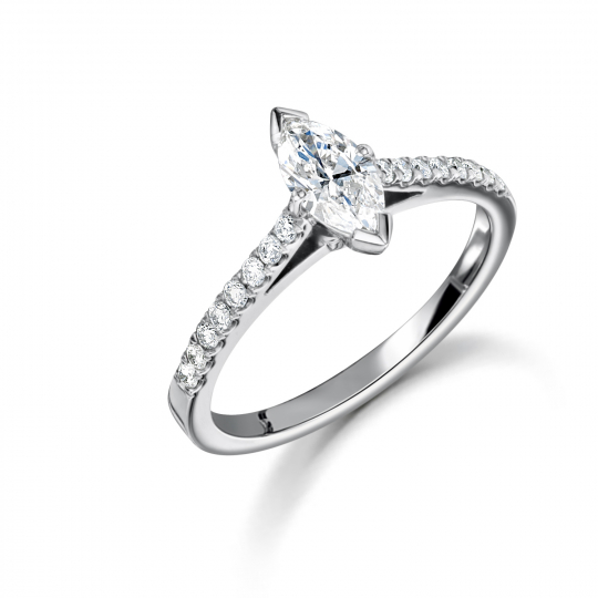 Platinum Marquise Cut Diamond Engagement Ring 0.81ct