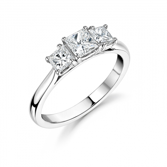 Platinum Princess Cut Diamond Trilogy Engagement Ring 1.00ct