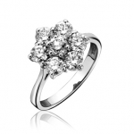 Platinum Brilliant Cut Diamond Flower Cluster Ring 1.50ct