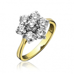 18ct Yellow Gold Brilliant Cut Diamond Flower Cluster Ring 1.50ct