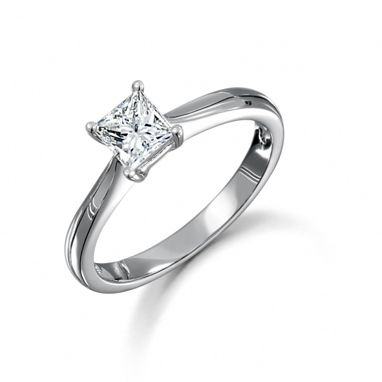 Platinum Princess Cut Diamond Solitaire Engagement Ring 0.60ct