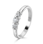Platinum Brilliant Cut Diamond Bar Set Trilogy Engagement Ring 0.33ct
