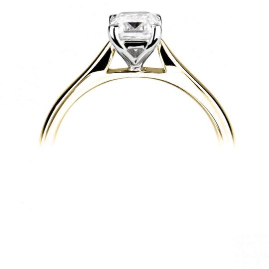 18ct Yellow Gold Emerald Cut Diamond Solitaire Engagement Ring 0.50ct