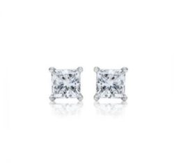 18ct White Gold Princess Cut Diamond Stud Earrings 1.00ct