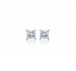 18ct White Gold Princess Cut Diamond Stud Earrings 0.50ct