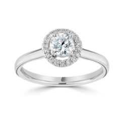 Platinum Brilliant Cut Diamond Halo Engagement Ring 0.63ct