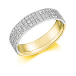 18ct Yellow Gold Brilliant Cut Diamond Grain Set Three Row Dress Ring 0.50ct