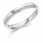 Platinum Brilliant Cut Diamond Offset Wedding Ring 0.12ct