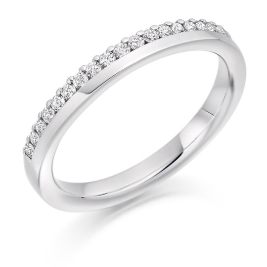 18ct White Gold Brilliant Cut Diamond Offset Wedding Ring 0.22ct