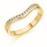 18ct Yellow Gold Brilliant Cut Diamond Channel Set Curved Half Eternity Ring 0.16ct