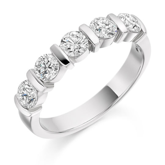 Platinum Brilliant Cut Diamond Five Stone Eternity Ring 1.00ct