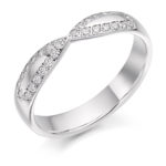 Platinum Brilliant Cut Diamond Set Shaped Wedding Ring 0.25ct