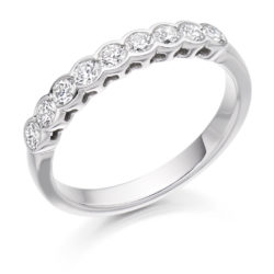 18ct White Gold Brilliant Cut Diamond Rubover Set Half Eternity Ring 0.50ct
