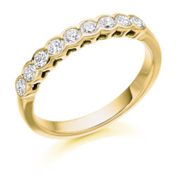 18ct Yellow Gold Brilliant Cut Diamond Rubover Set Half Eternity Ring 0.50ct