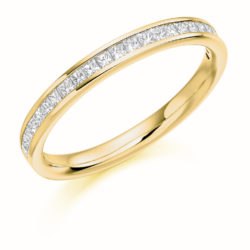 18ct Yellow Gold Princess Cut Diamond Channel Set Half Eternity Ring 0.33ct