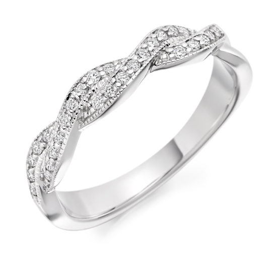 18ct White Gold Brilliant Cut Diamond Weave Style Dress Ring 0.22ct