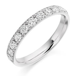 Platinum Brilliant Cut Diamond Grain Set Half Eternity Ring 0.65ct