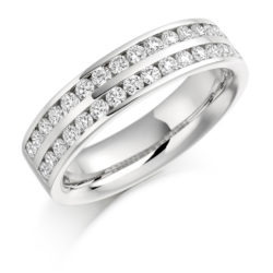 18ct White Gold Brilliant Cut Diamond Channel Set Two Row Half Eternity Ring 0.75ct