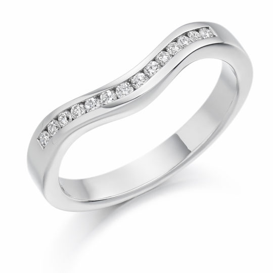 18ct White Gold Brilliant Cut Diamond Channel Set Curved Half Eternity Ring 0.16ct