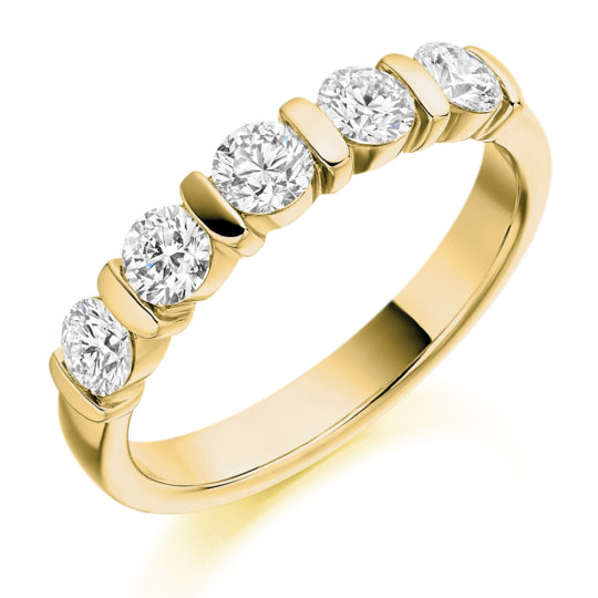 18ct Yellow Gold Brilliant Cut Diamond Five Stone Eternity Ring 0.75ct