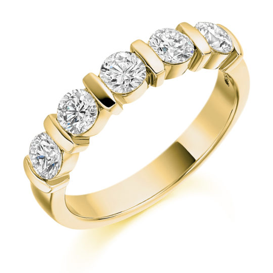 18ct Yellow Gold Brilliant Cut Diamond Five Stone Eternity Ring 1.00ct