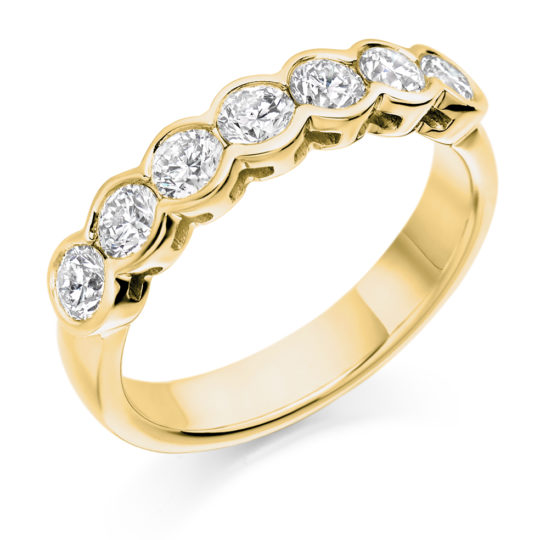 18ct Yellow Gold Brilliant Cut Diamond Seven Stone Eternity Ring 1.00ct