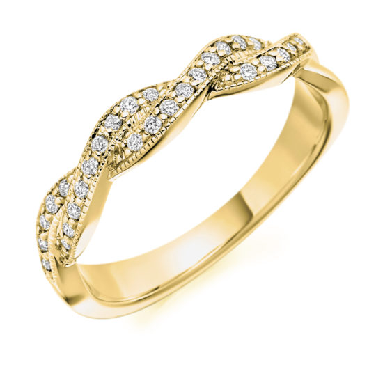 18ct Yellow Gold Brilliant Cut Diamond Weave Style Dress Ring 0.22ct