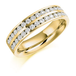 18ct Yellow Gold Brilliant Cut Diamond Channel Set Two Row Half Eternity Ring 0.75ct