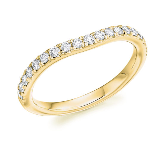 18ct Yellow Gold Brilliant Cut Diamond Micro Claw Set Curved Half Eternity Ring 0.35ct