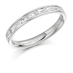 18ct White Gold Baguette Cut Diamond Channel Set Half Eternity Ring 0.50ct