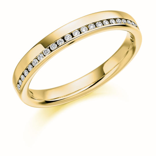 18ct Yellow Gold Brilliant Cut Diamond Offset Wedding Ring 0.12ct