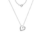 Sterling Silver Cubic Zirconia Open Heart Pendant & Chain