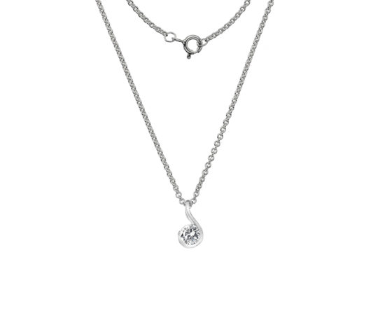 Sterling Silver Cubic Zirconia Swirl Pendant & Chain