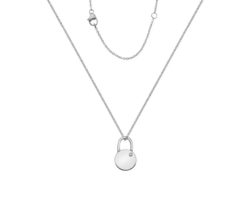 Sterling Silver Round Padlock Pendant & Chain