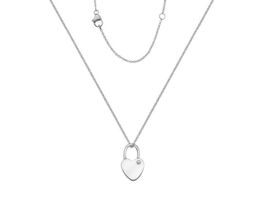 Silver Sterling Heart Padlock Pendant & Chain