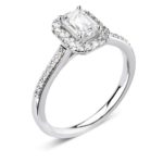 Platinum Emerald Cut Diamond Halo Engagement Ring 1.28ct