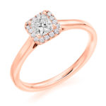 Platinum Princess Cut Diamond Halo Engagement Ring 0.40ct