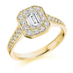 Platinum Emerald Cut Diamond Halo Engagement Ring 1.30ct