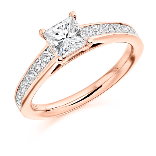 18ct Rose Gold Princess Cut Diamond Engagement Ring 1.35ct