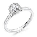Platinum Brilliant Cut Diamond Halo Engagement Ring 0.38ct