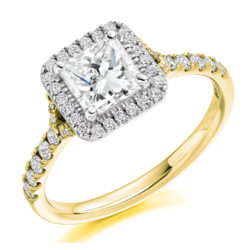 18ct Yellow Gold Princess Cut Diamond Halo Engagement Ring 1.20ct