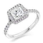 Platinum Princess Cut Diamond Halo Engagement Ring 1.20ct