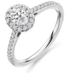 Platinum Oval Cut Diamond Halo Engagement Ring 0.75ct