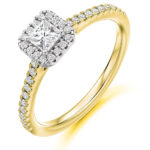 Platinum Princess Cut Diamond Halo Engagement Ring 0.60ct